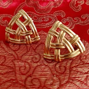 Vintage Monet Twisted Rope Triangle Earrings